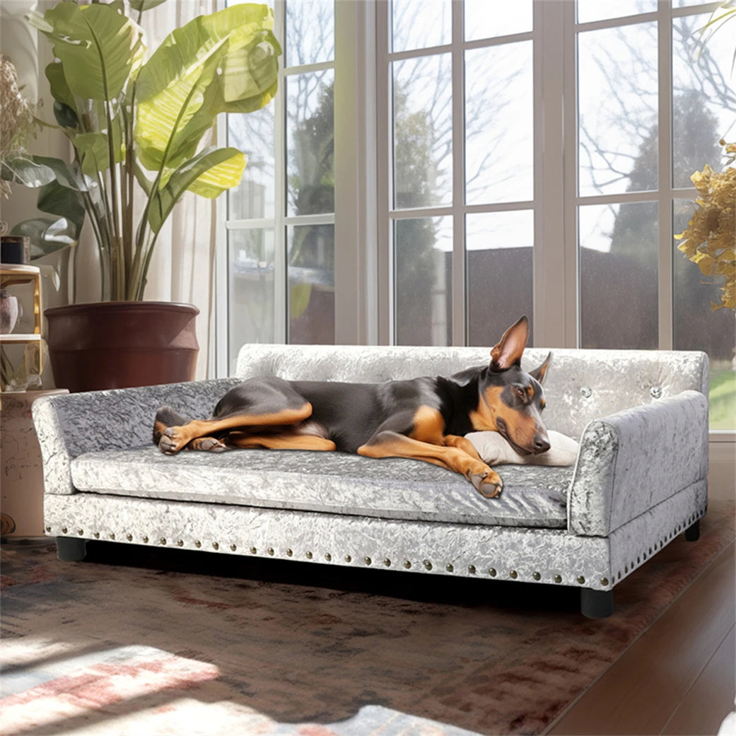 Heavy Duty Pet Sofa Large Raised Dog Bed Cushioned Lounge Bed
