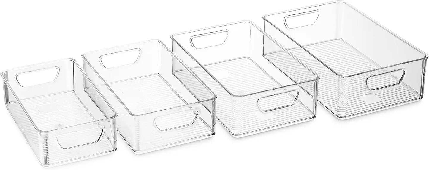 Refrigerator Organizer Bins - Stackable Plastic Pantry Baskets