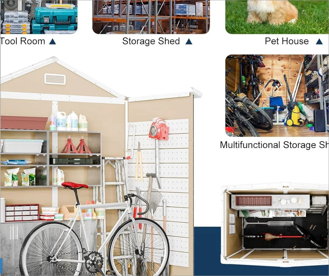 6x3 FT Storage Shed, Waterproof Resin Outdoor Tool Shed