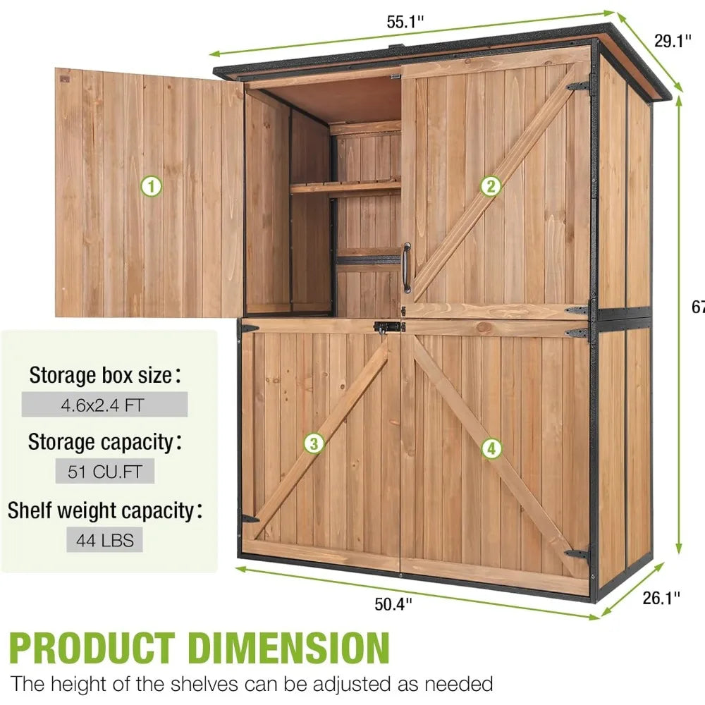4.6x2.42 Foot Outdoor Storage Shed with Metal Frame Shelves