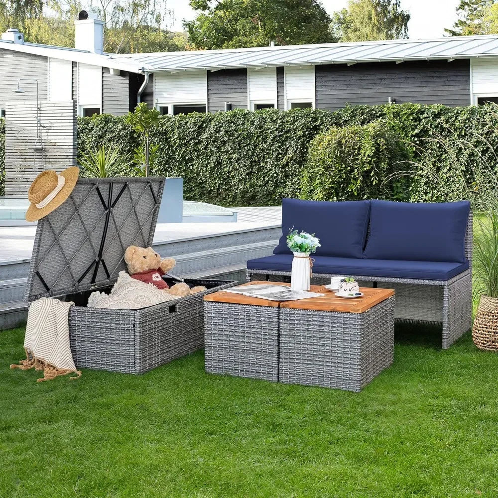 Outdoor Daybed Set Multifunctional Patio Day Bed Rattan
