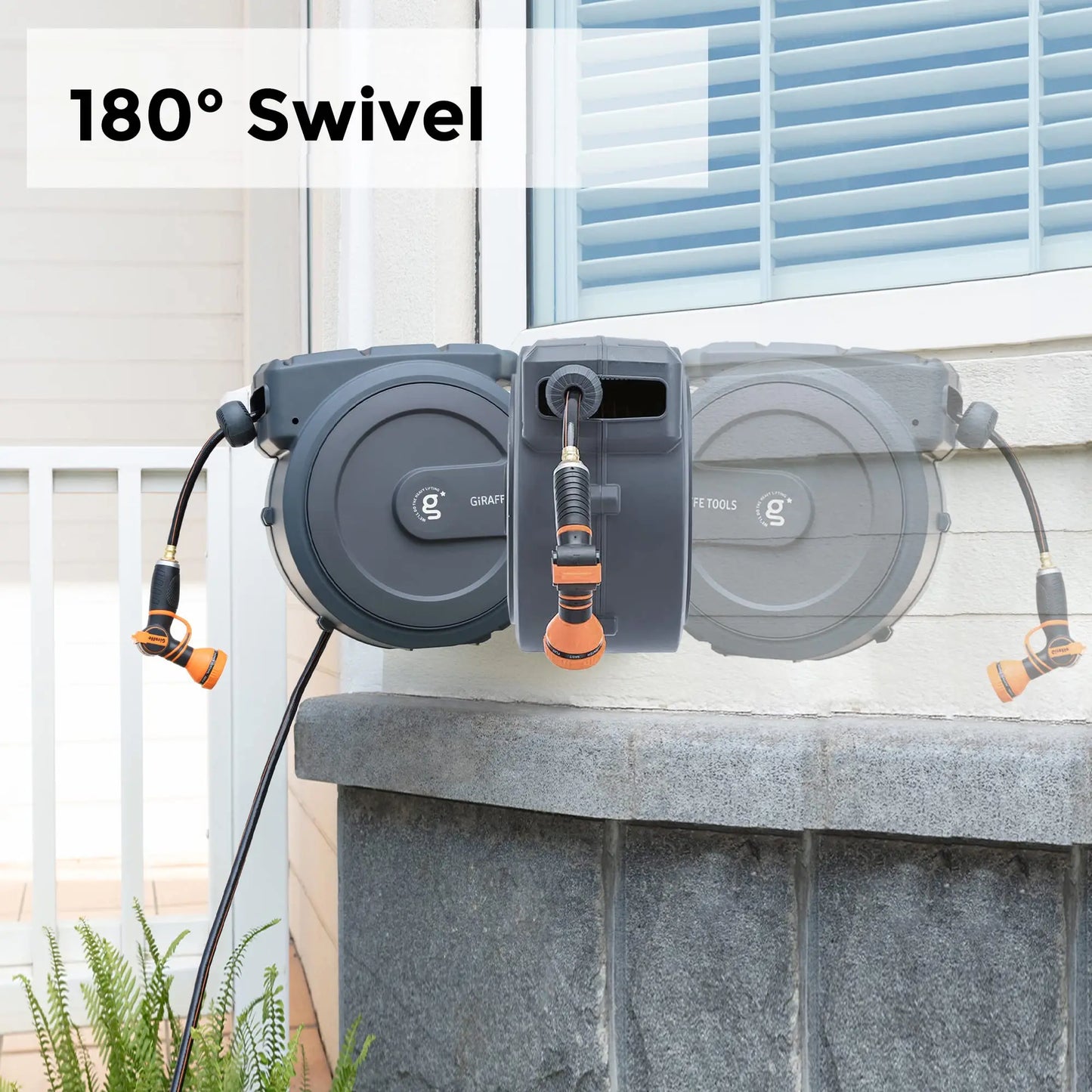 Giraffe Tools AW40 Retractable Hose Reel 90 Ft Wall Mounted