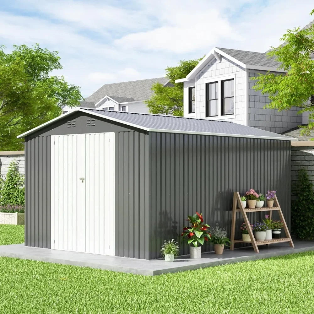 12 X 10 Foot Heavy-Duty Galvanized Steel Storage Shed