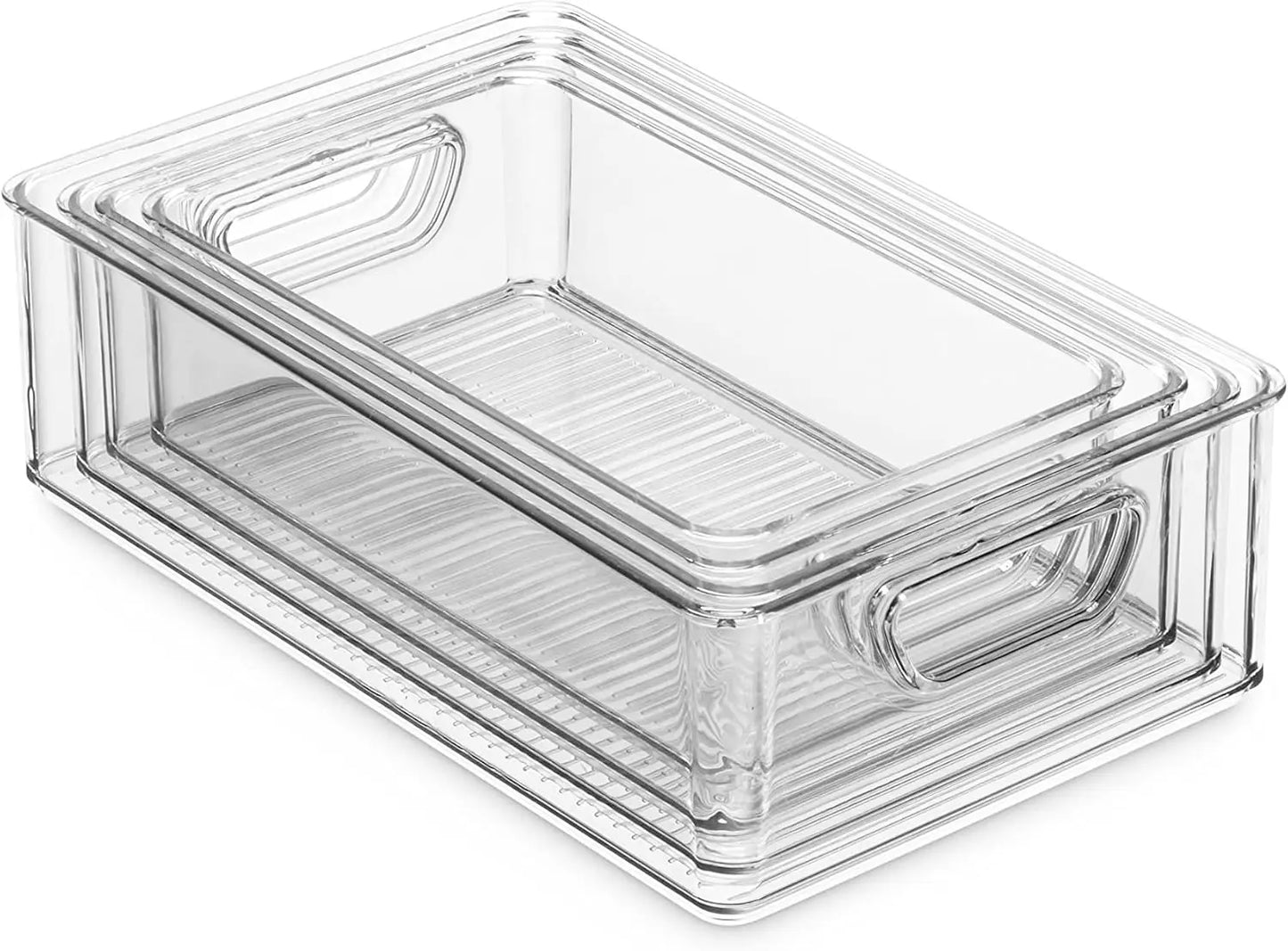 Refrigerator Organizer Bins - Stackable Plastic Pantry Baskets