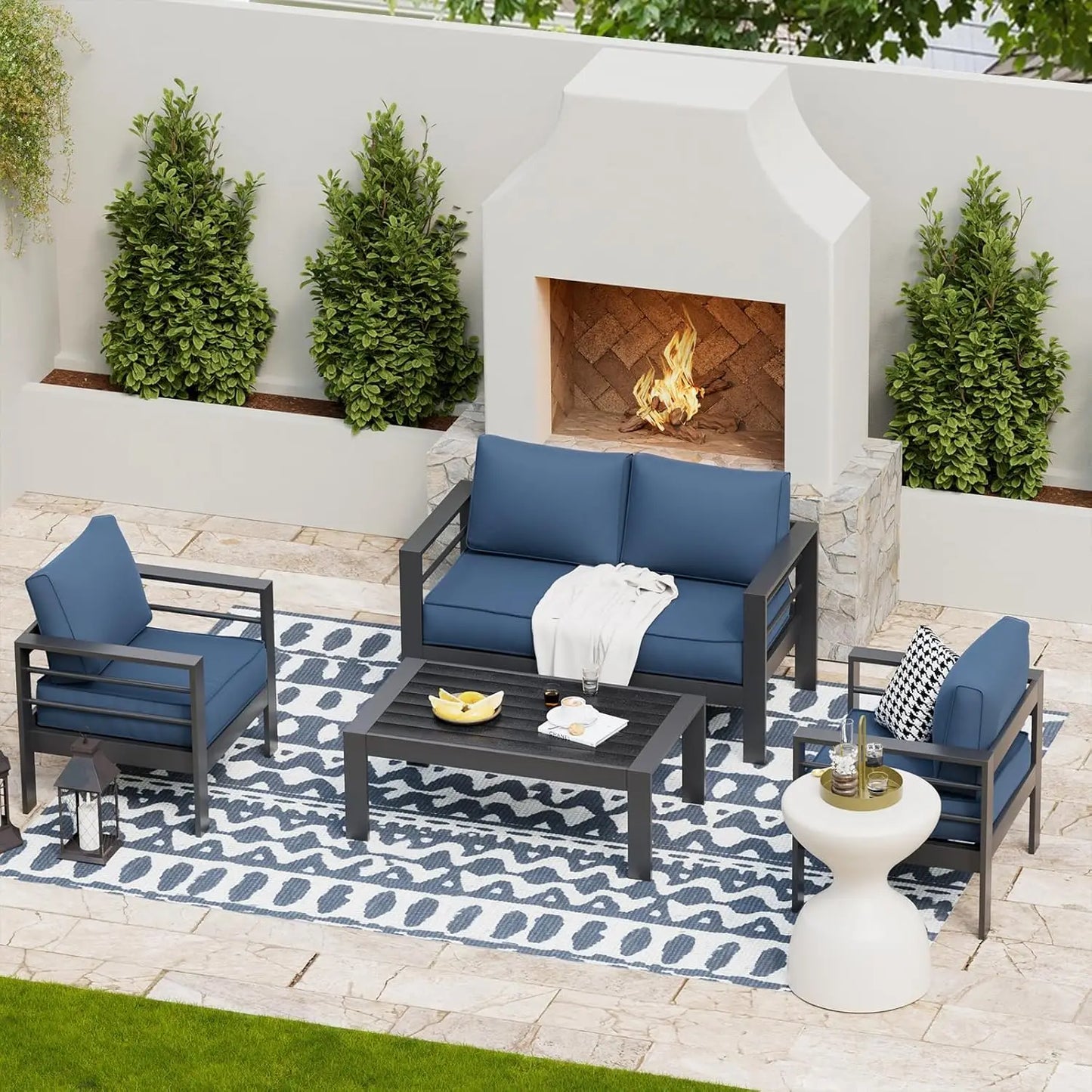 Aluminum Patio Furniture Set Outdoor Couch and Chairs Set