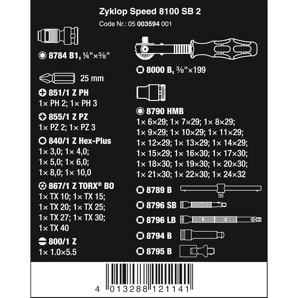 Wera Zyklop 3 8 Inch Metric Ratchet Set 18 Sockets Premium