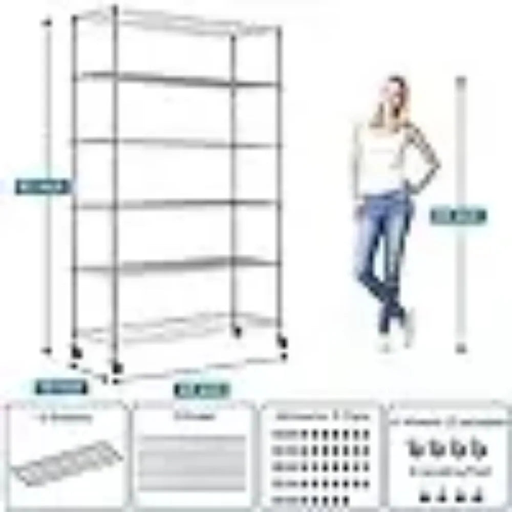 Metal Wire Shelving Unit With Wheels 4 Tier Garage Storage