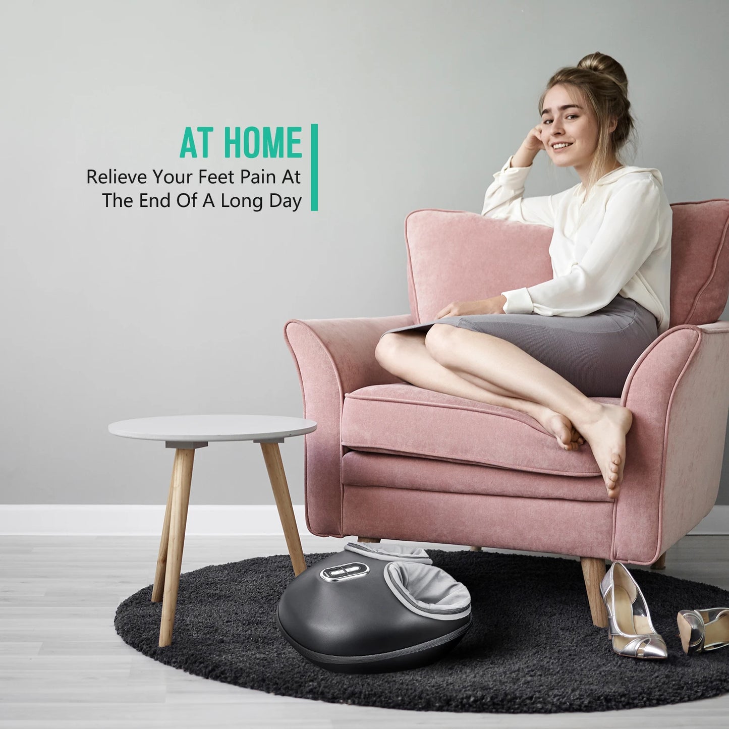 Nekteck Foot Massager Heating Therapy Air Compression Shiatsu Knead Roller Muscle Relaxation Electric Foot Massage Machine
