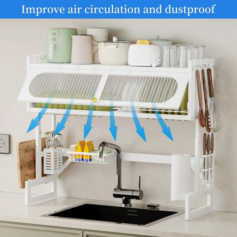 Dish Drying Rack 3 Tier Over The Sink Kitchen Sink Shelf Expandable Height
