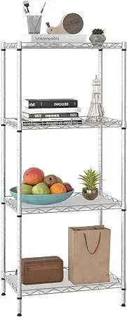 Metal Wire Shelving Unit With Wheels 4 Tier Garage Storage