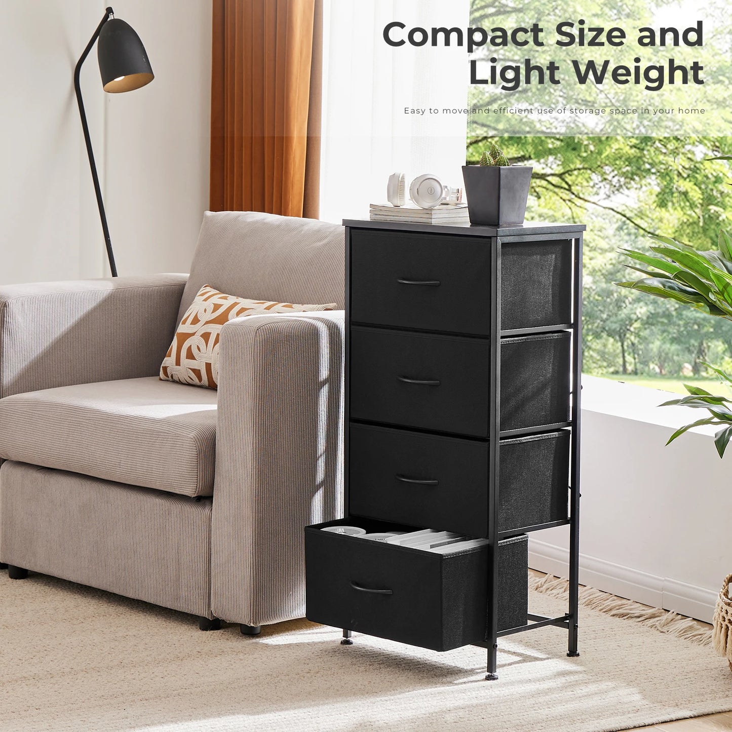 JHK 4 Fabric Living Room Cabinet With Wardrobe Steel Frame