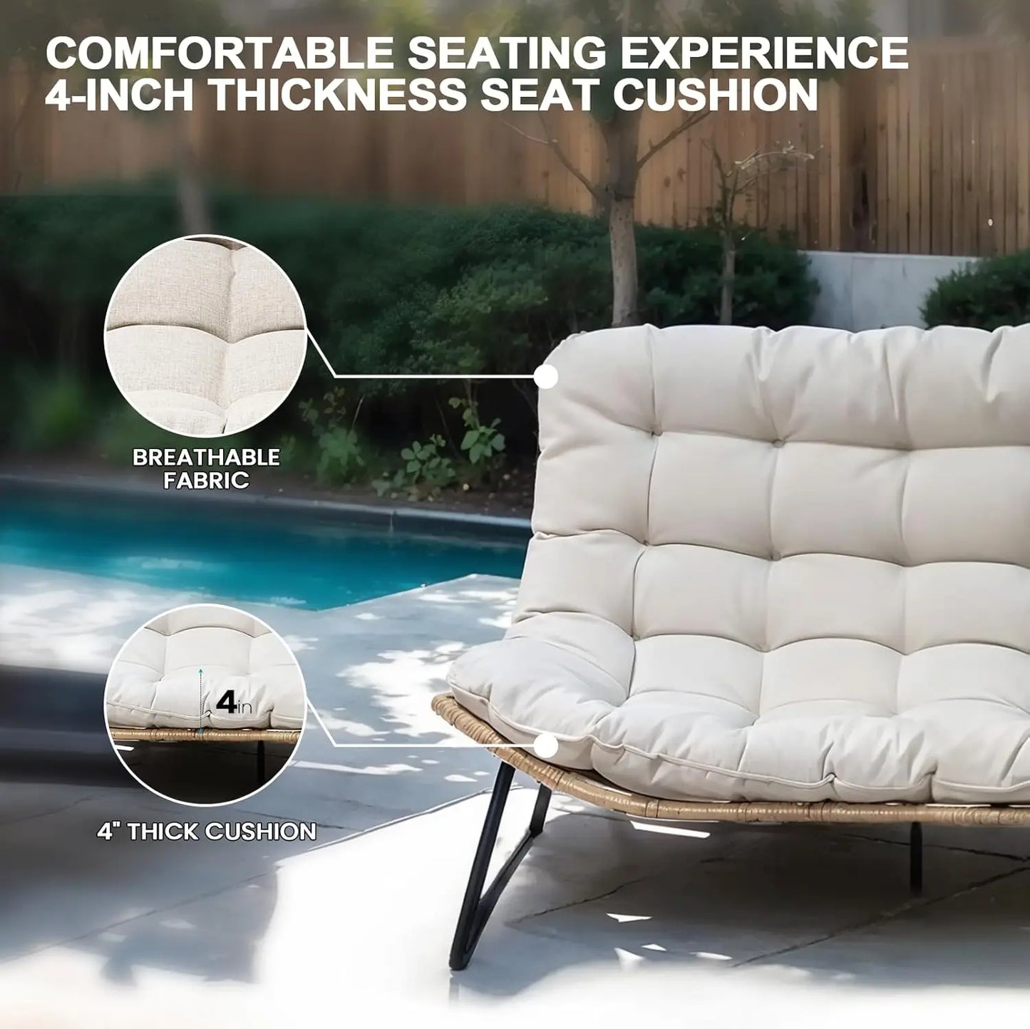 Outdoor Loveseat 2 Seater Couch With Soft Cushion Rattan
