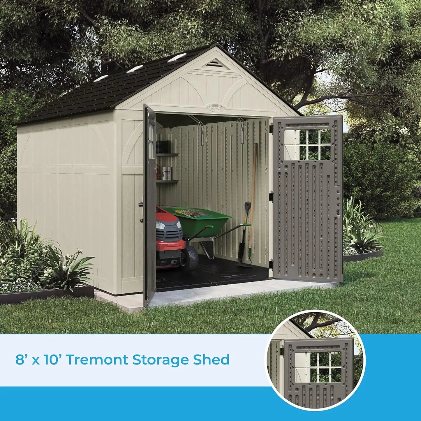 Tremont Resin Shed 8x10 Vanilla Slate Skylights Included