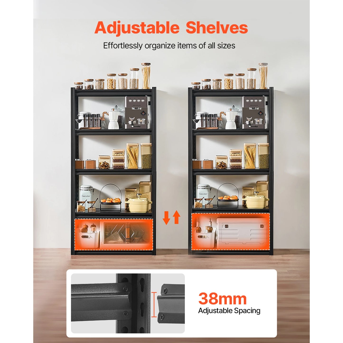 VEVOR 5 Tier Garage Storage Shelves 2000 Lbs Adjustable