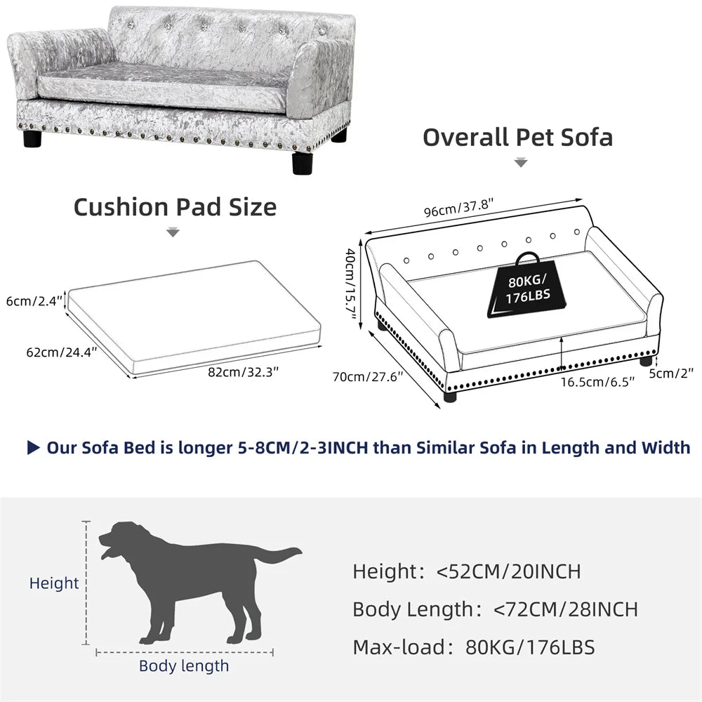 Heavy Duty Pet Sofa Large Raised Dog Bed Cushioned Lounge Bed