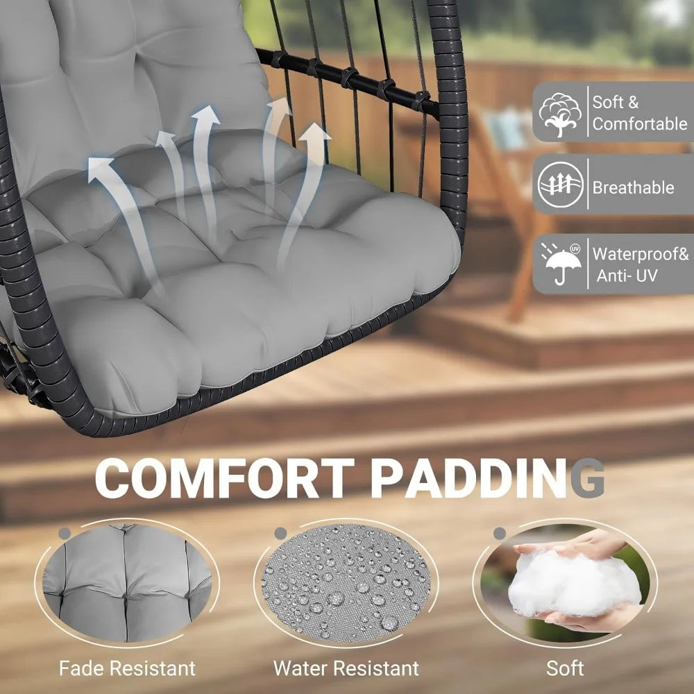 Egg Chair With Stand Patio Garden Rattan Wicker Swing