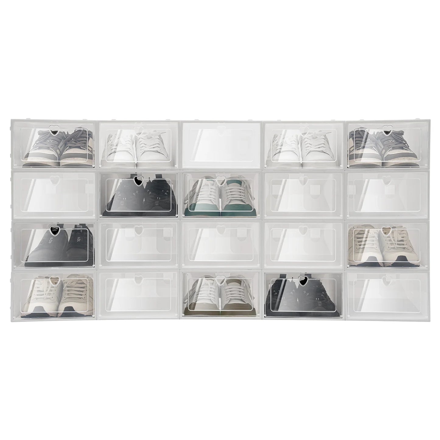20X Clear Plastic Shoe Storage Boxes Stackable Foldable