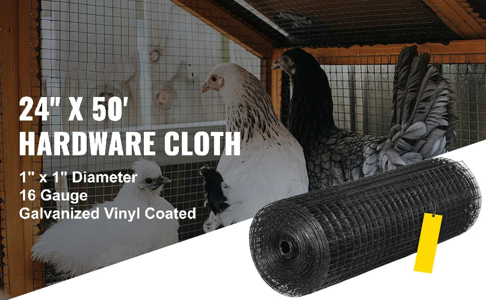 Welded Wire Vinyl Coated Chicken Mesh 1x1 16 Gauge 24x50