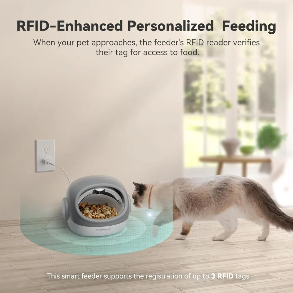 Automatic Cat Feeder, RFID Cat Food Dispenser for 4 Pets