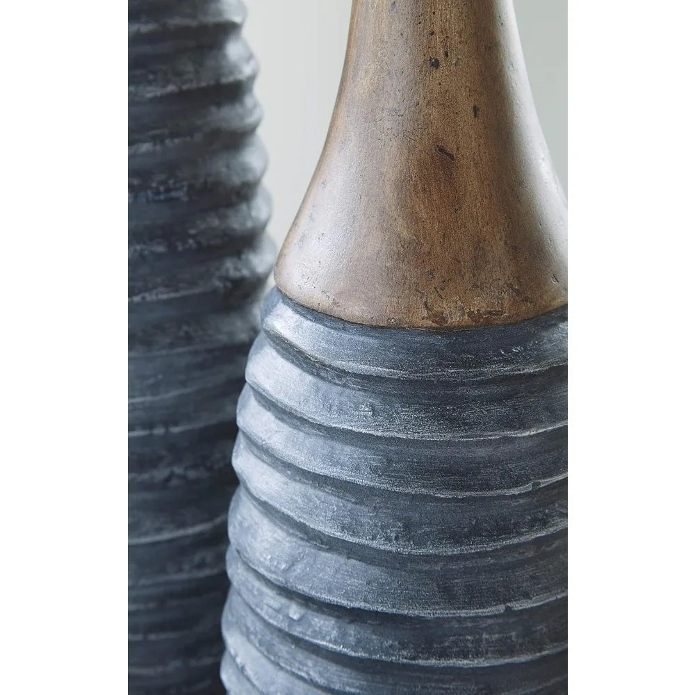 2-Piece Decorative Vase Set, Antique Grey & Brown Charm