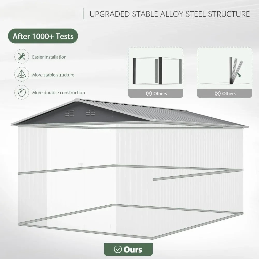 12 X 10 Foot Heavy-Duty Galvanized Steel Storage Shed