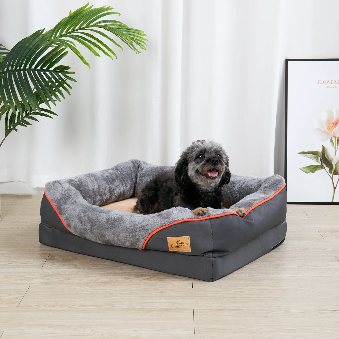 Super Soft Orthopedic Dog Bed With Cotton Padded Bolster