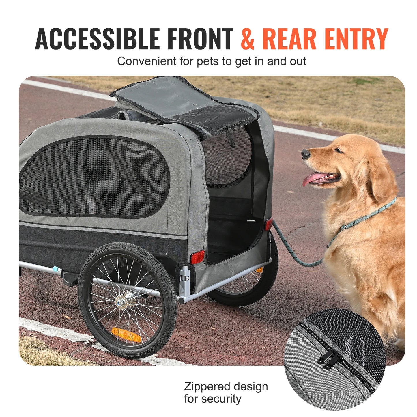 Dog Bike Trailer 88 Lbs Carrier Pet Cart Collapsible Storage