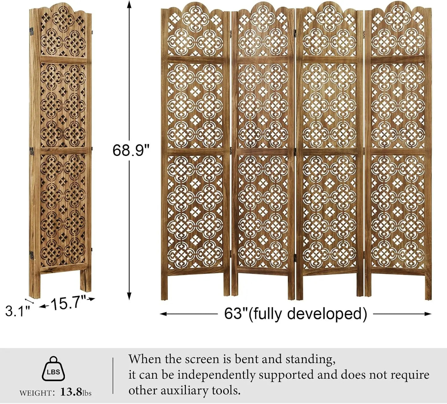 Folding Wood Carved Privacy Screens For Home And Office