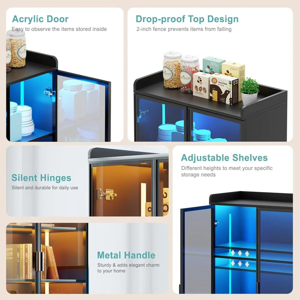 5 Tier LED Bookcase Display Cabinet 65 Inch Living Room