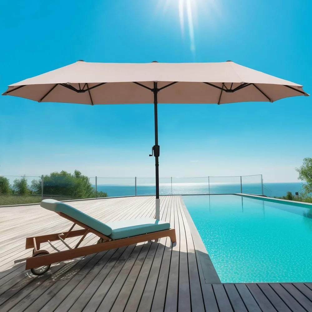 13Ft Large Patio Umbrella With Base Outdoor Double-Sided