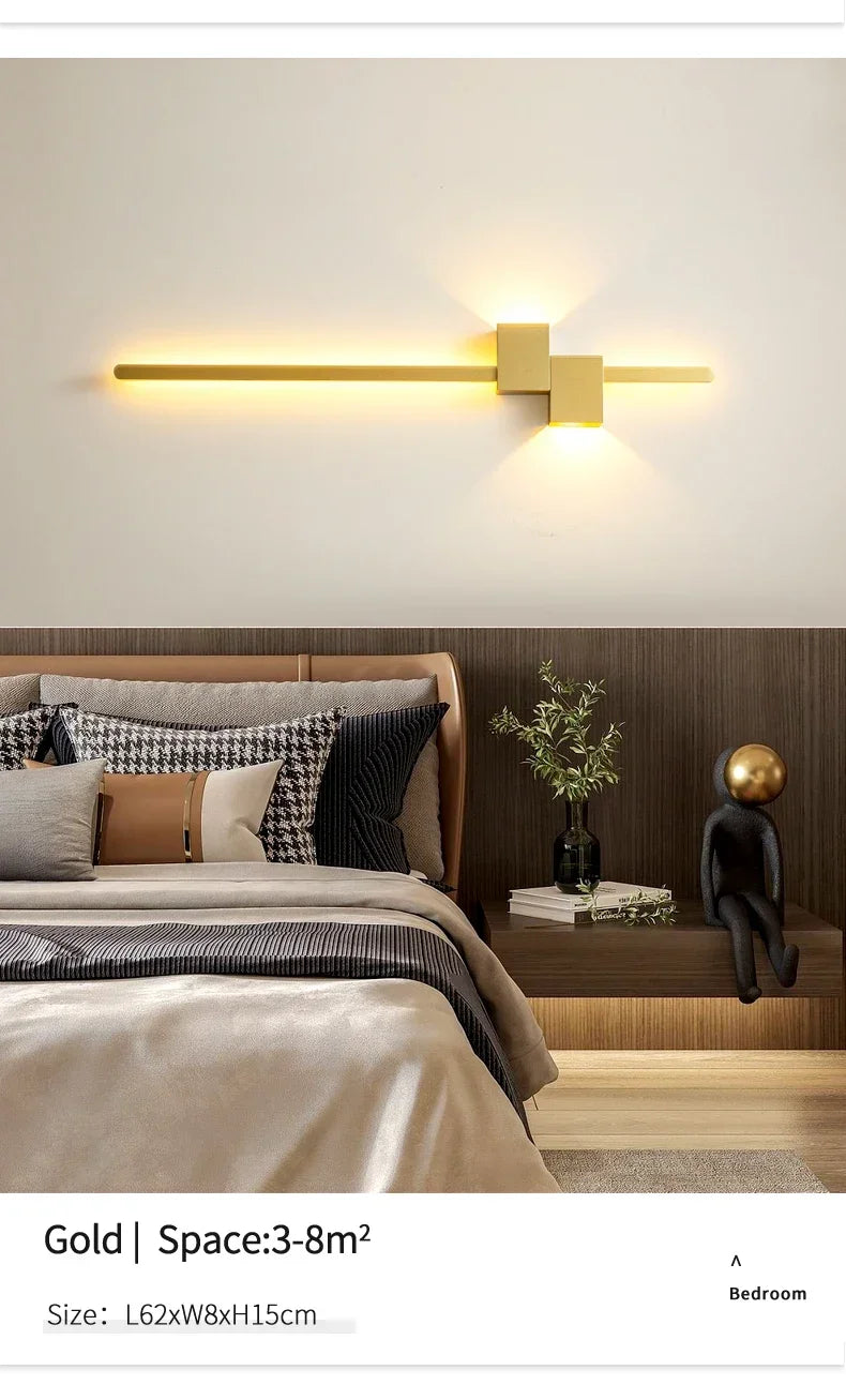 New Modern Minimalist Wall Lamp Black/Gold LED Wall Light Home Decorative Bedside Corridor Sofa Backgroung Wall Fixture