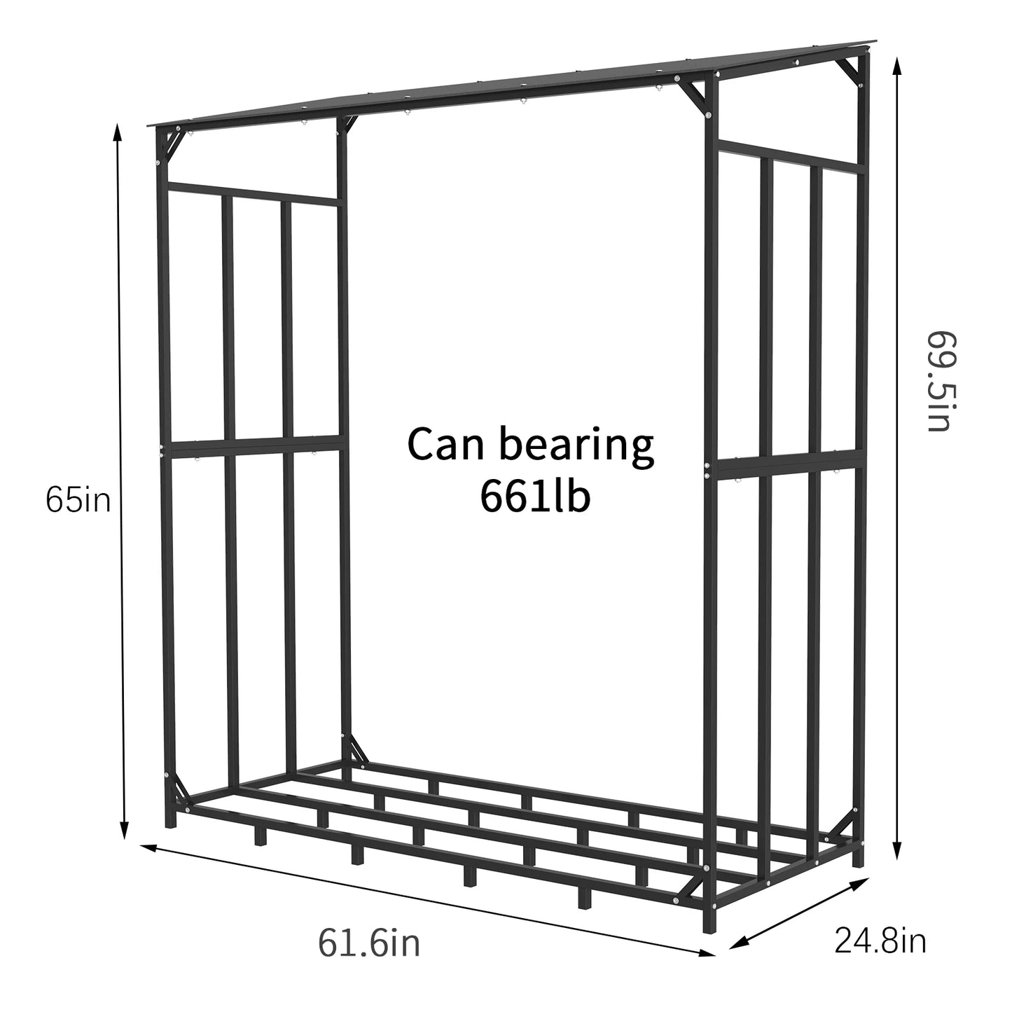 Heavy Duty Outdoor Firewood Storage Log Rack With Top Cover
