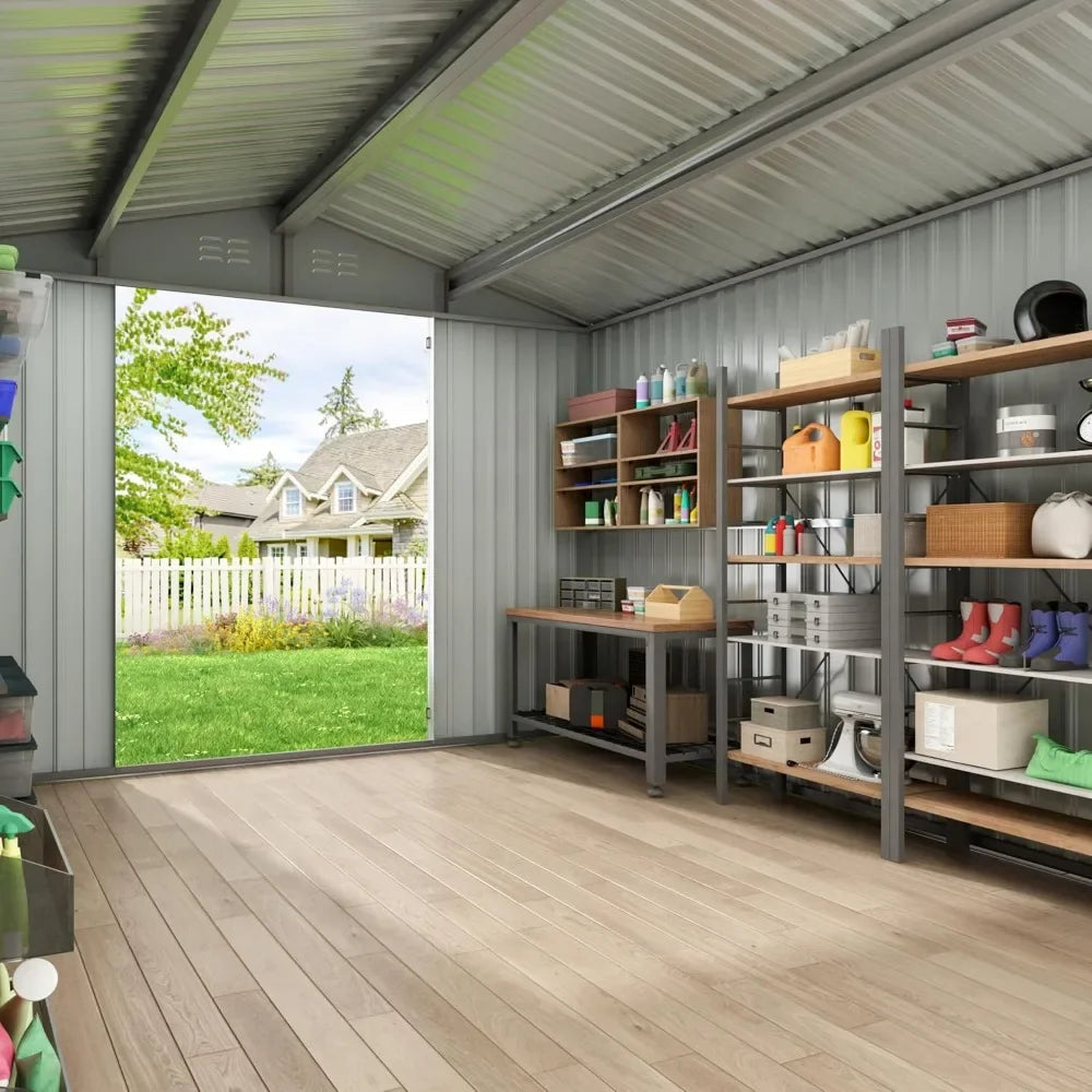 12 X 10 Foot Heavy-Duty Galvanized Steel Storage Shed