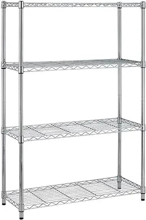 Metal Wire Shelving Unit With Wheels 4 Tier Garage Storage