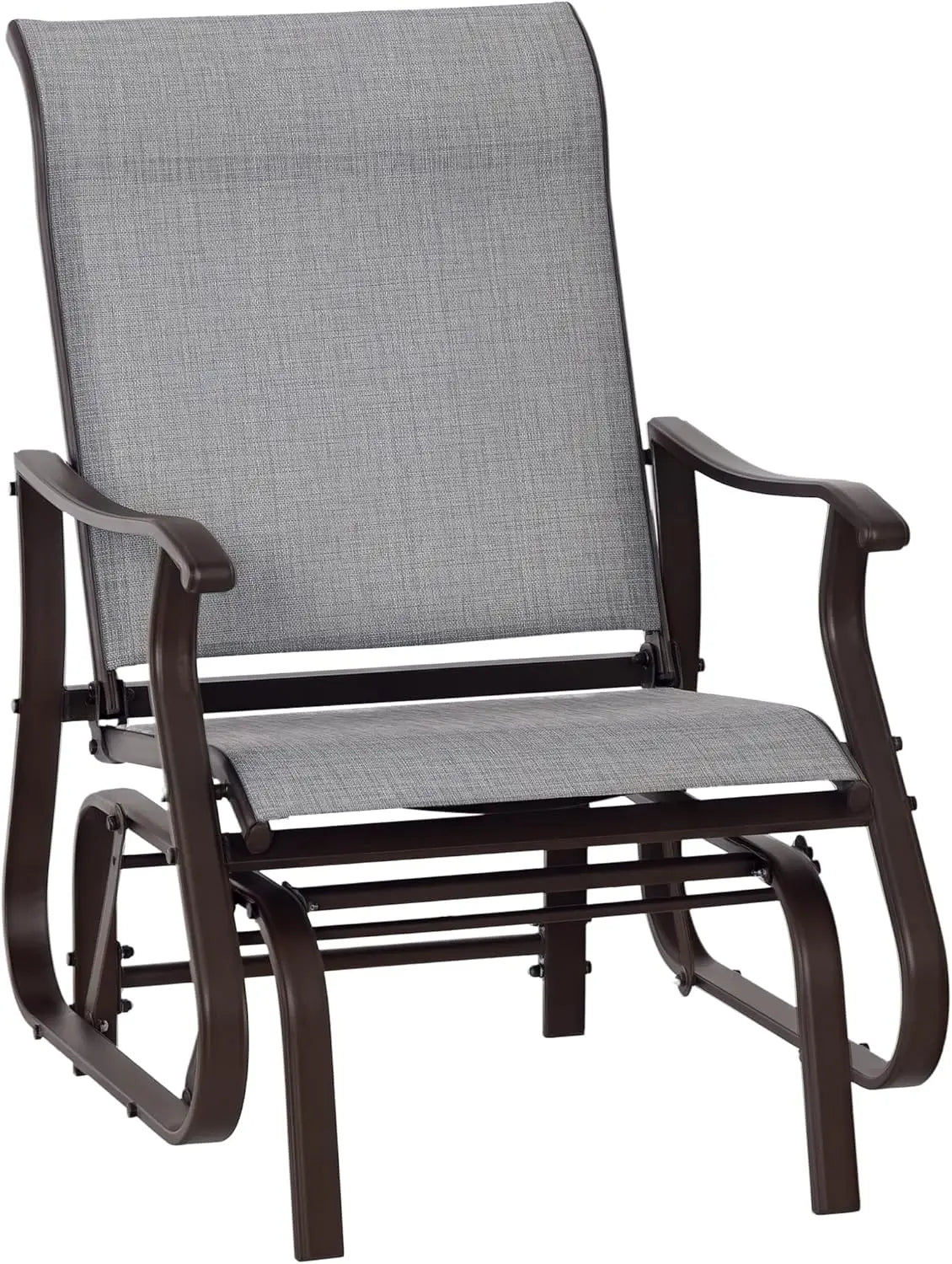 Outdoor Glider Chair With Steel Frame And Mesh Fabric