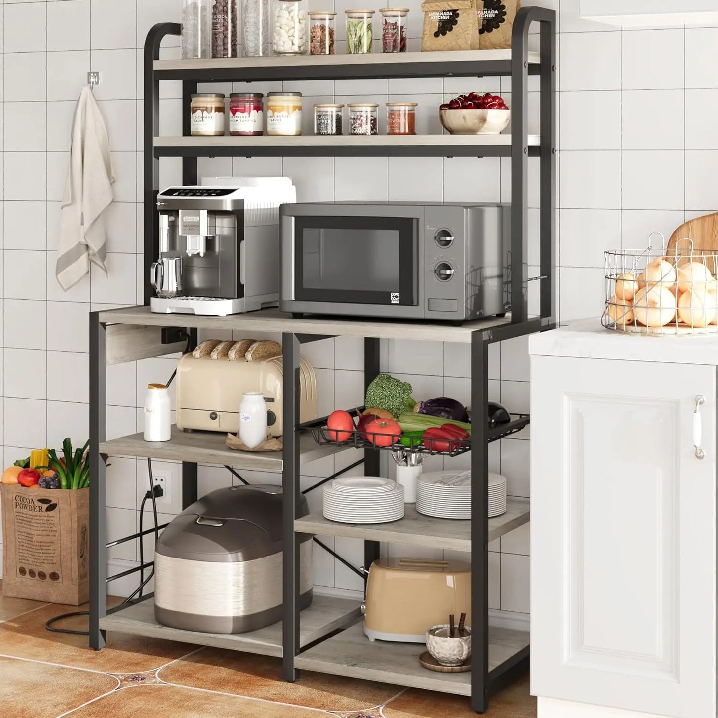 Bakers Rack with Power Outlet Kitchen Baker Rack Free