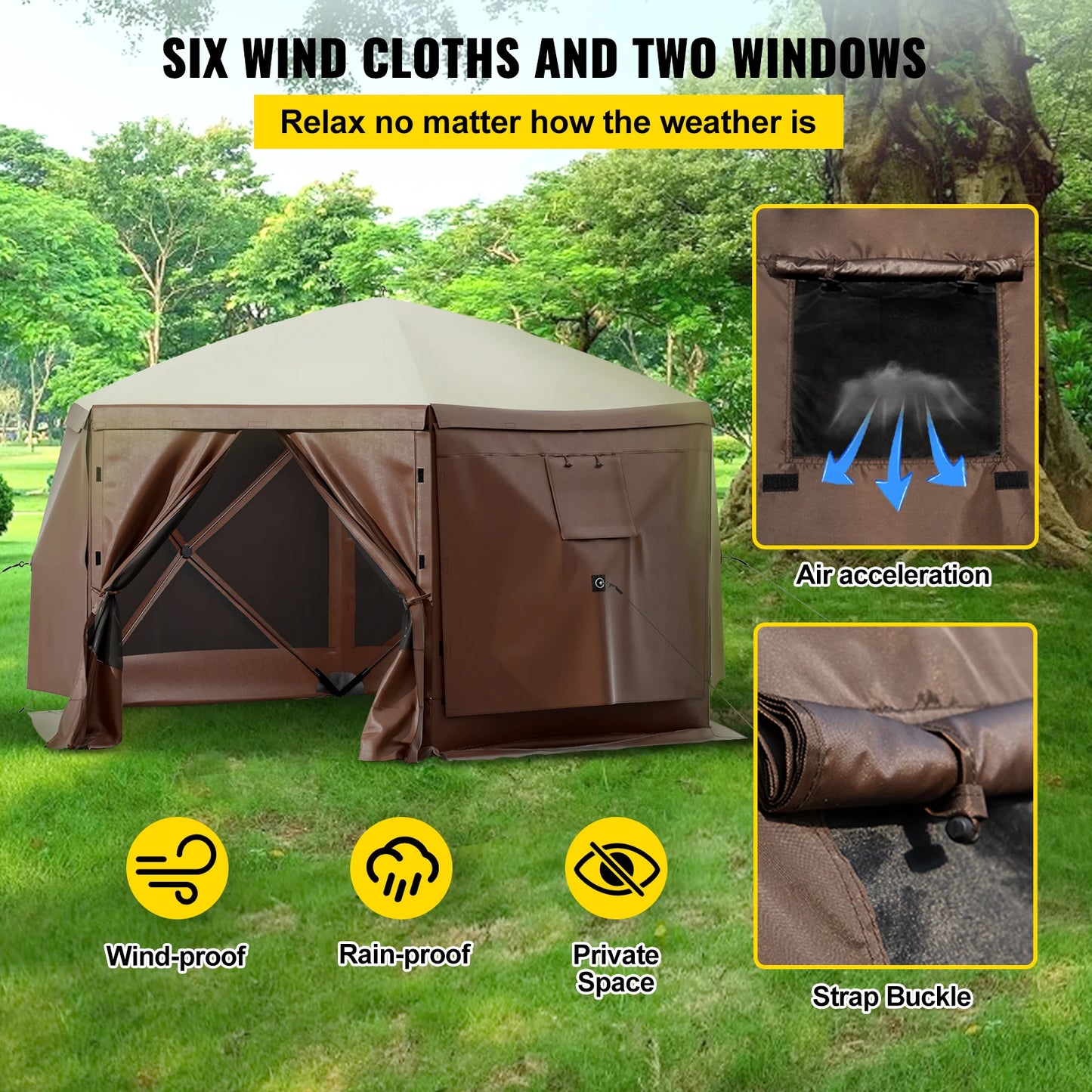 SucceBuy Pop Up Camping Gazebo 12x12 10x10 Sun Shade Tent
