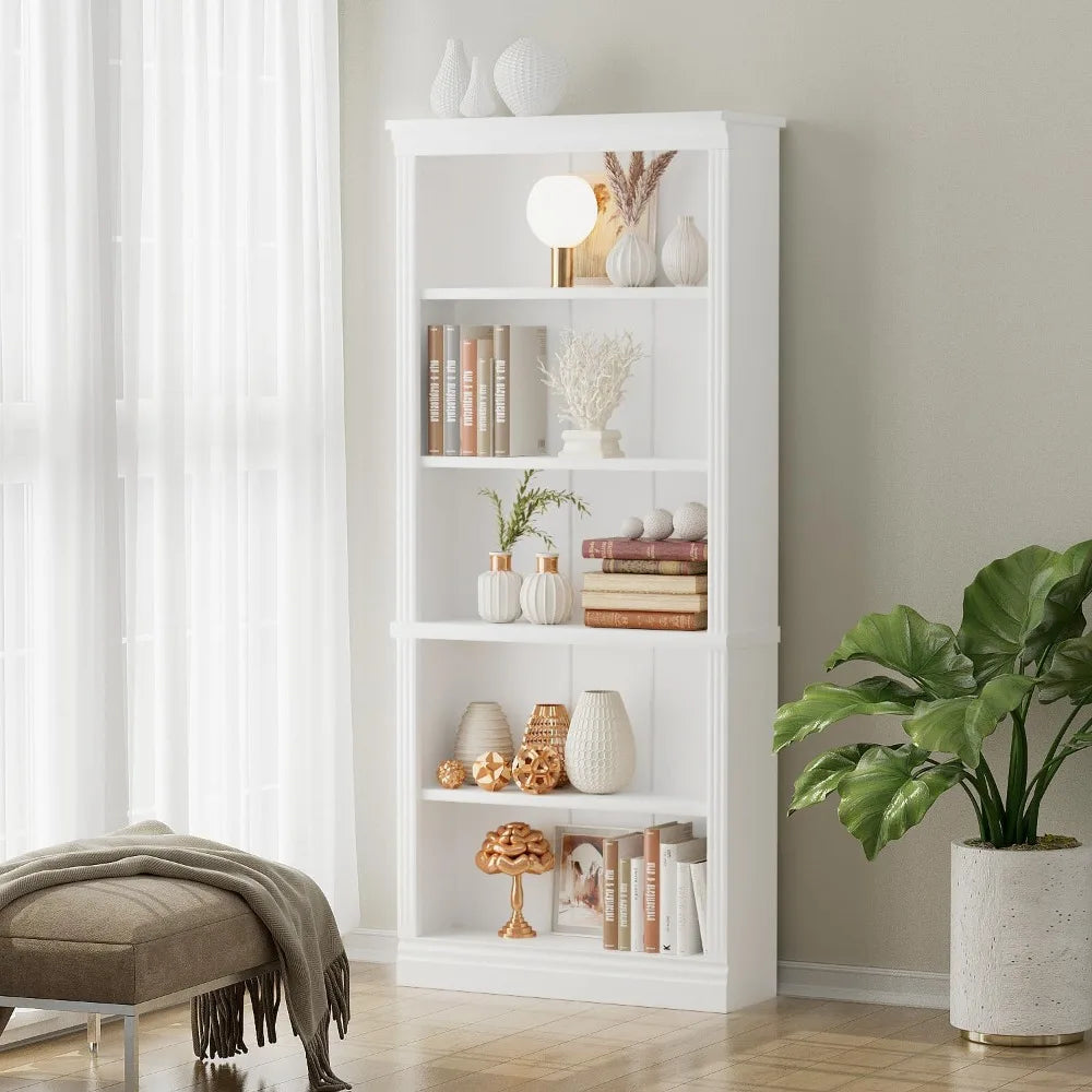 Five Tier Wooden Bookcase for Living Rooms Bedrooms Offices