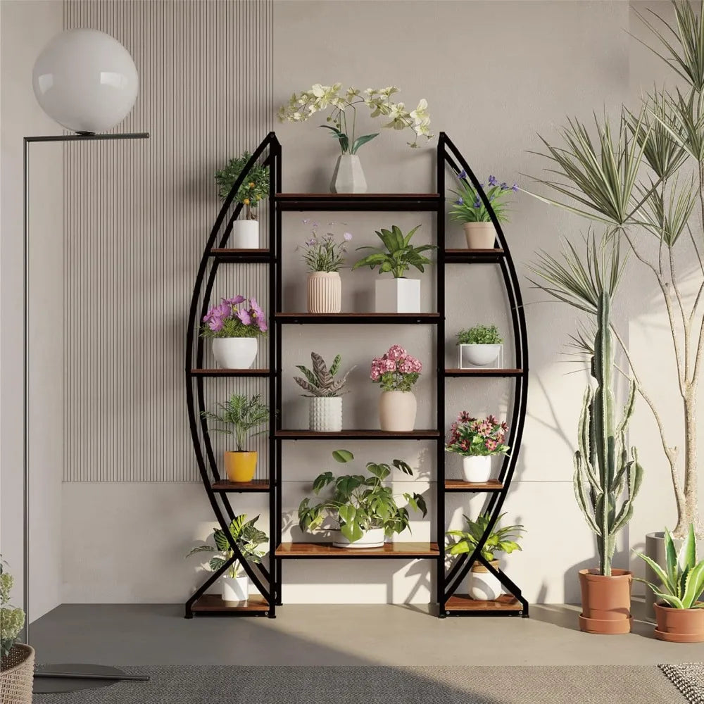 Large Plant Stand Indoor: 70 Inch Half Moon 5 Tier Shelf