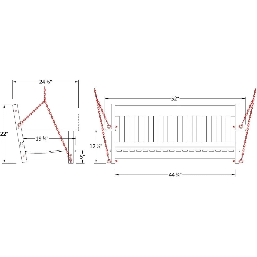 Wood Porch Swing White Outdoor Weather Resistant Bench