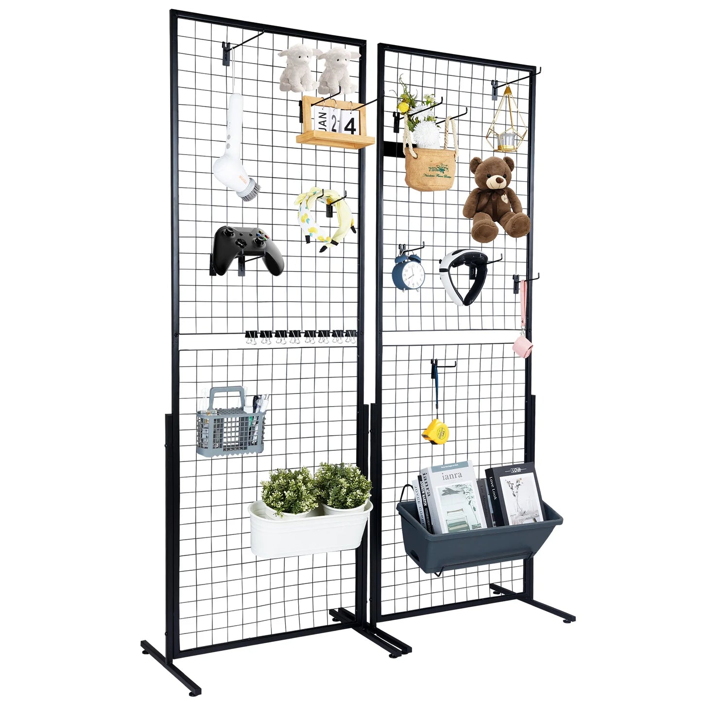 SucceBuy Grid Wall Panels Double Sided Gridwall Racks Hooks