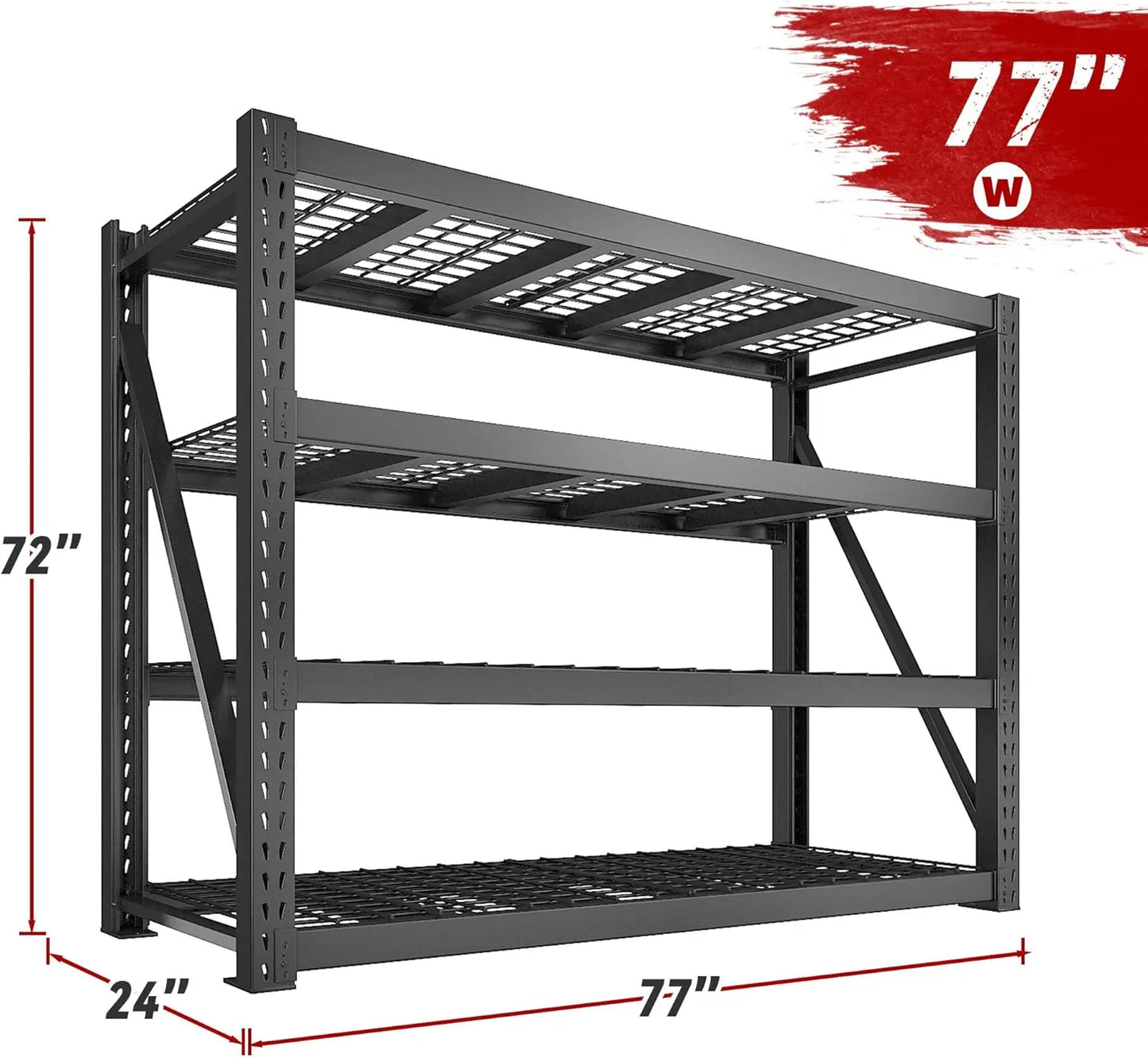 8000LBS Garage Shelving Heavy Duty 77" W Storage Shelves