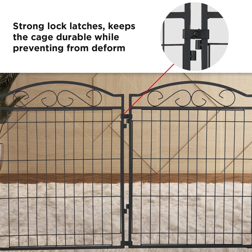 Heavy Duty Dog Playpen 8 Panels Iron Fence With Door