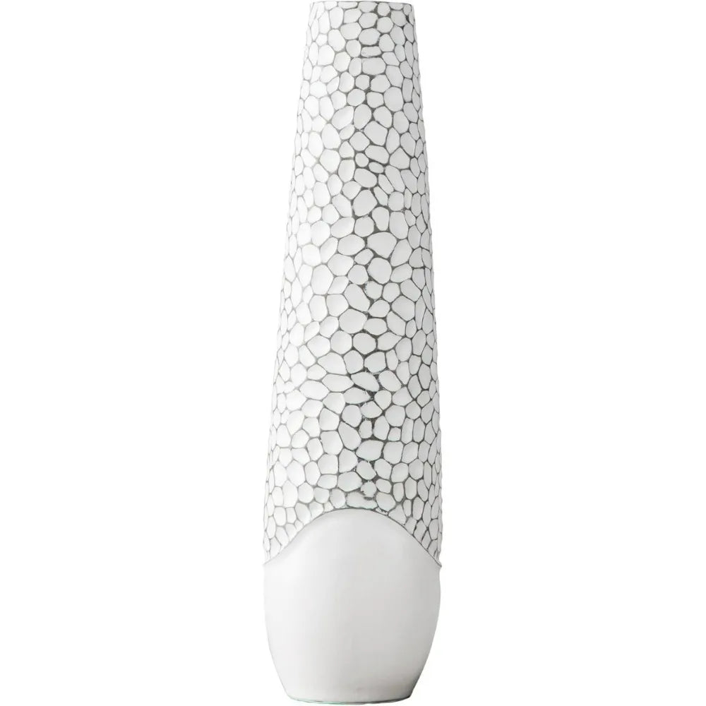 White High Footed Oversized Floor Vase for Feathers