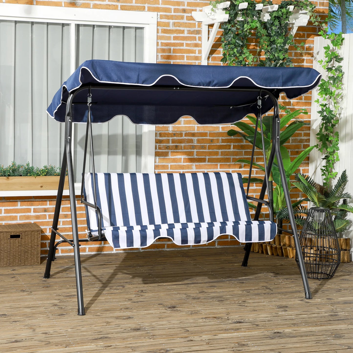 Porch Swing Hammock Bench Lounge Chair Steel 3 Seat Canopy