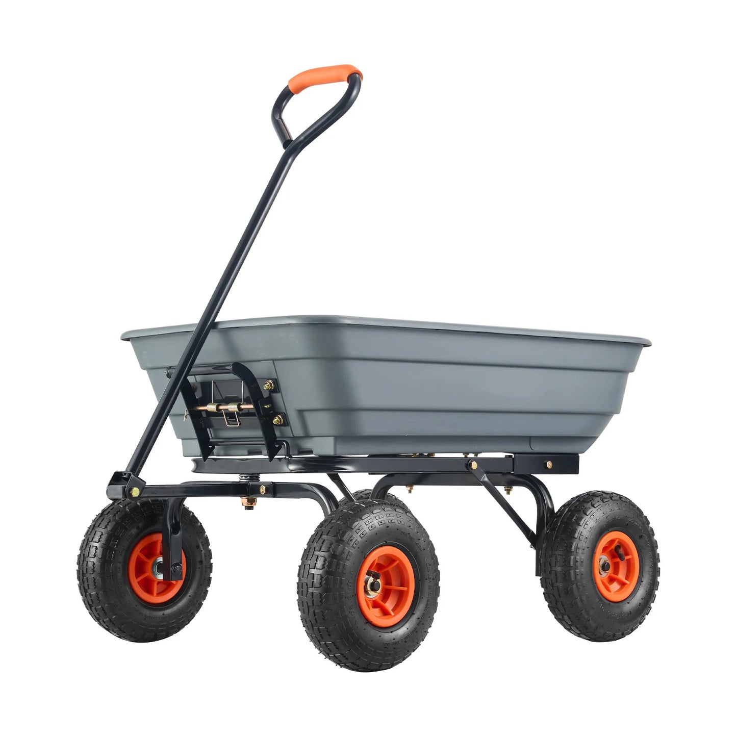 SucceBuy Poly Garden Dump Cart Steel Frame 2 In 1 Handle