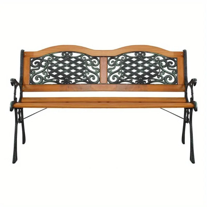 50 Inches Patio Porch Garden Bench Cast Iron Outdoor Chair Love Seats Park Benches