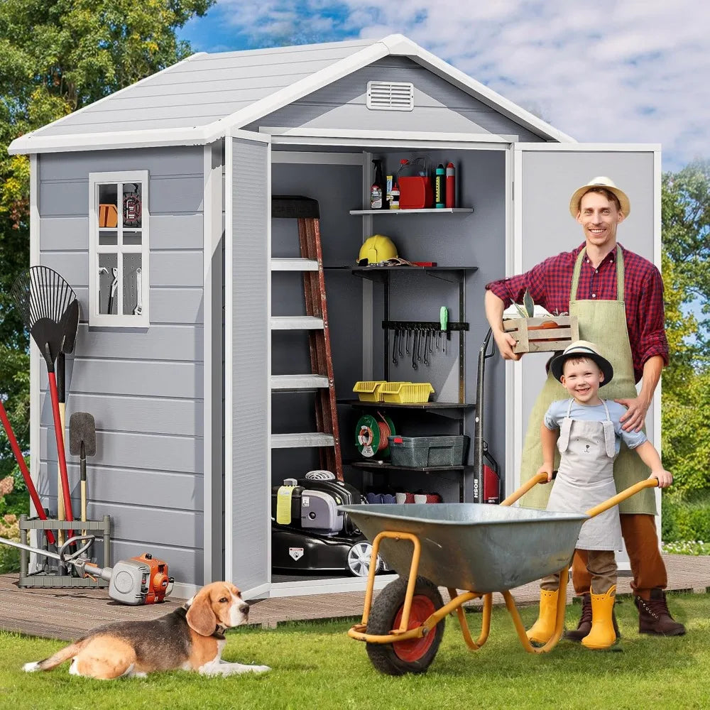 Outdoor Resin Storage Shed with Reinforced Floor Waterproof