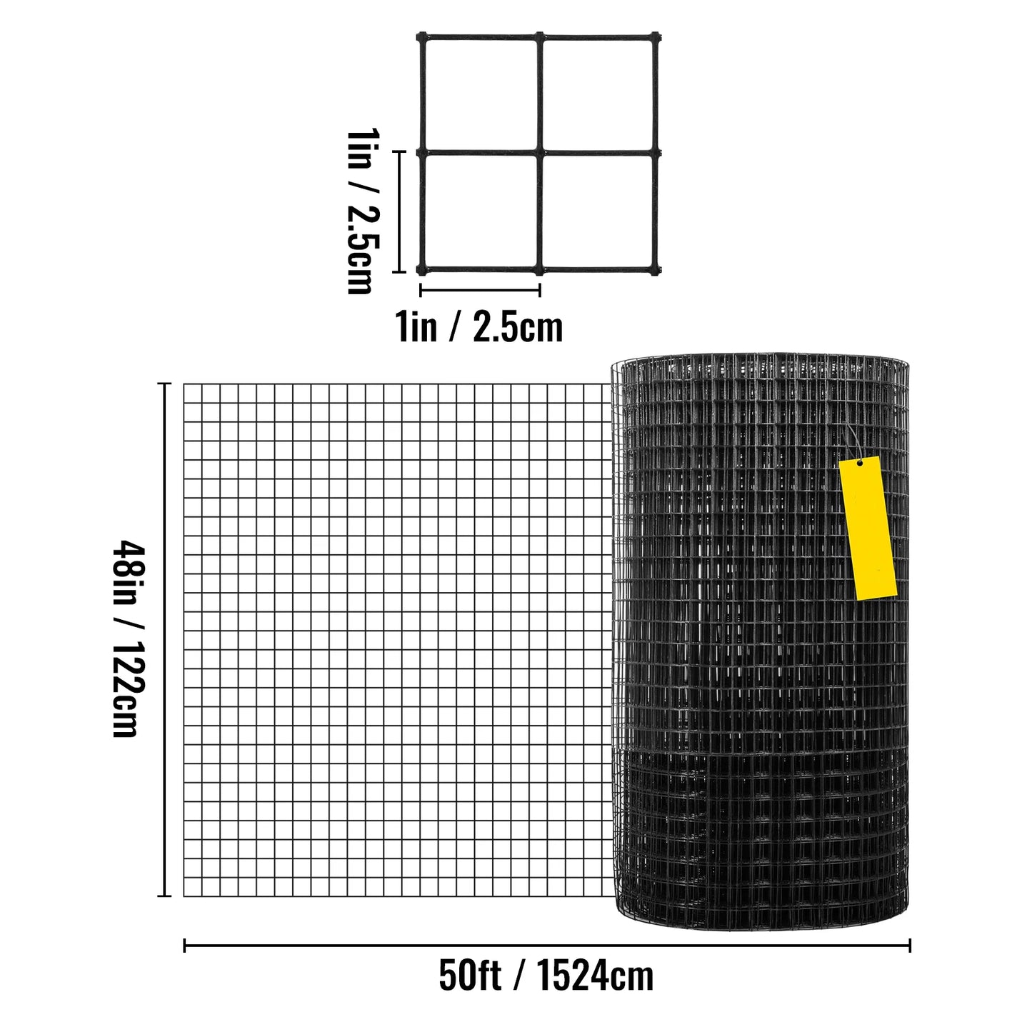 Welded Wire Vinyl Coated Chicken Mesh 1x1 16 Gauge 24x50