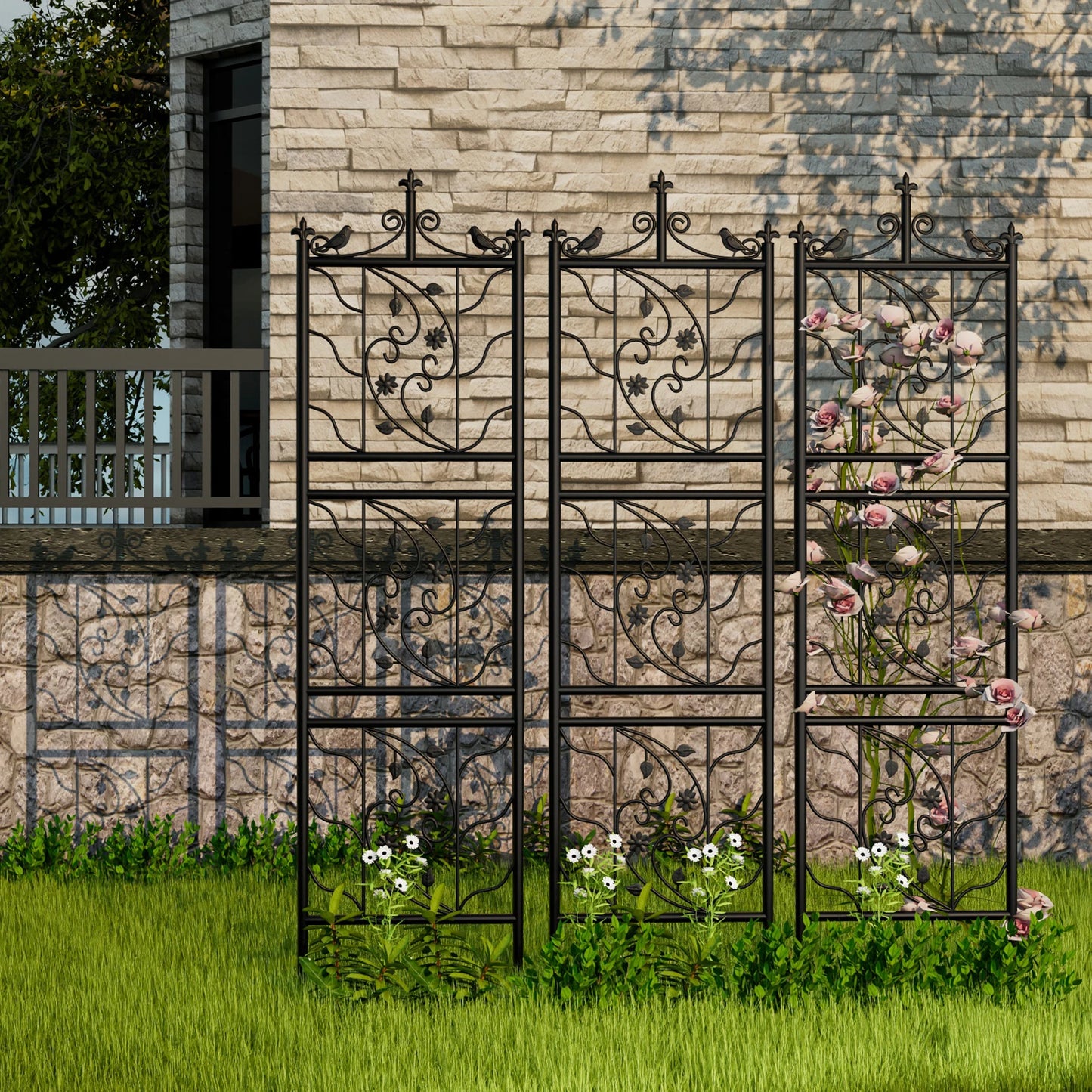 71 Inch Garden Trellis Decorative Outdoor Tall Metal Fence